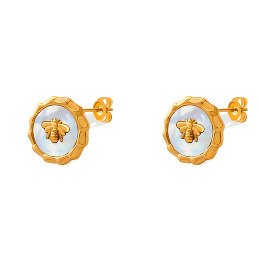 18K gold plated Stainless steel  Bee earrings, Intensity